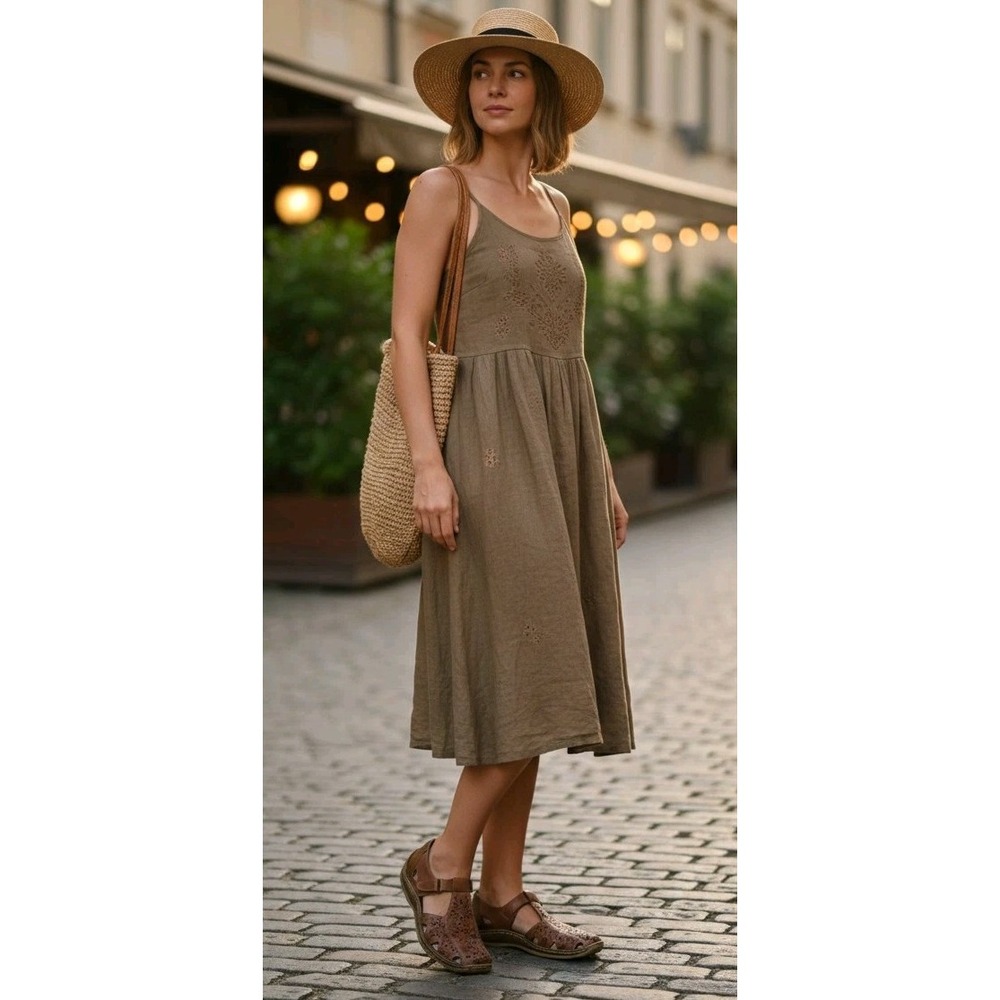 Rieker Women's Size 41 Tan Leather Laser Cut Mary Jane Sandals Boho Comfort